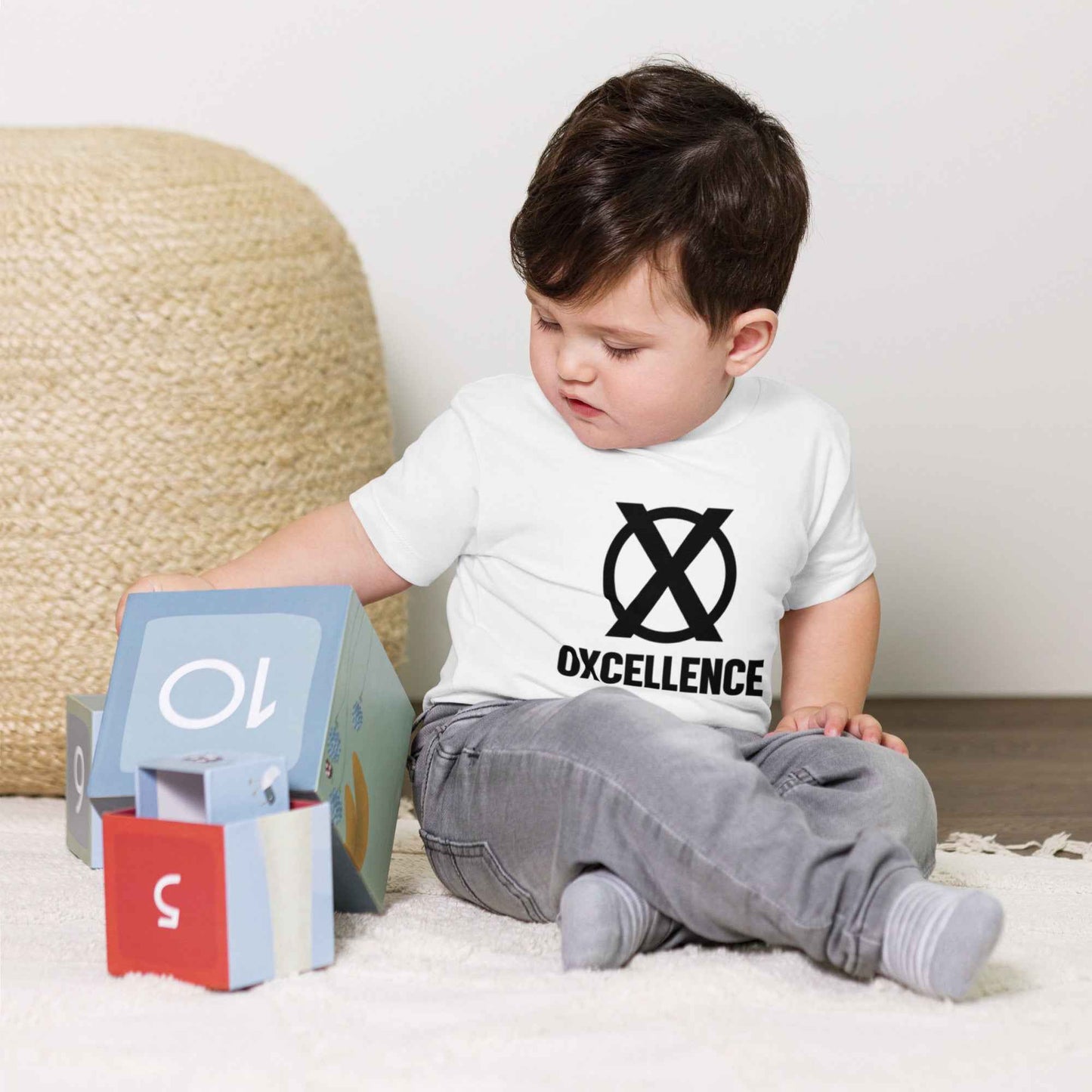 T-shirt à Manches Courtes en Jersey pour Bébé | Logo noir - Oxcellence Official