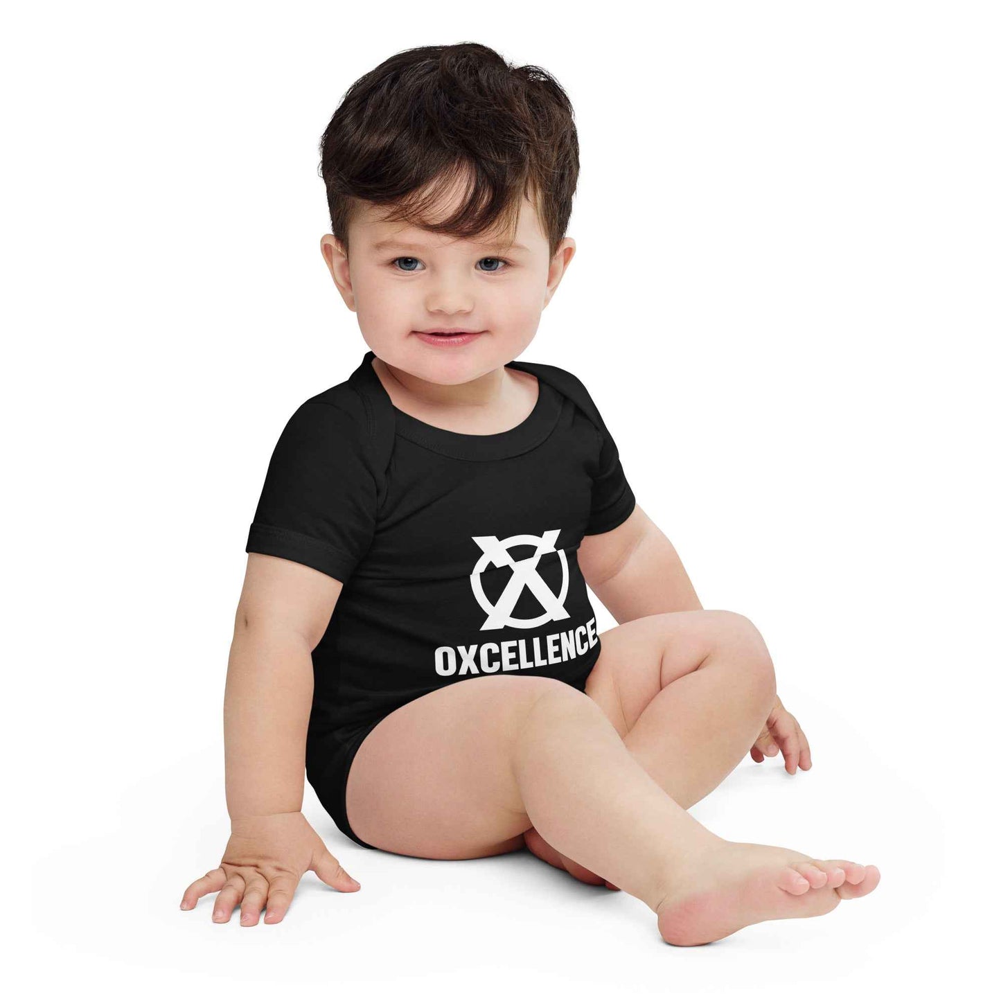 Combinaison bébé à manches courtes | Logo blanc - Oxcellence Official