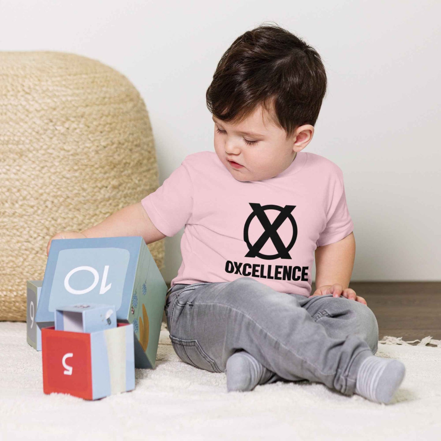 T-shirt à Manches Courtes en Jersey pour Bébé | Logo noir - Oxcellence Official